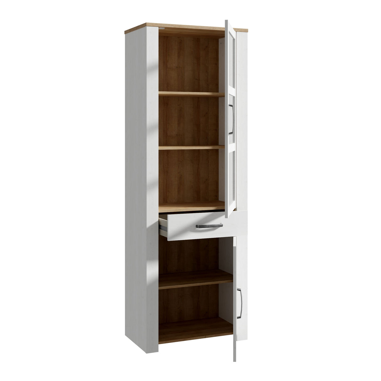 Wooden Display Cabinet Narrow With 2 Doors And 1 Drawer - Bohol
