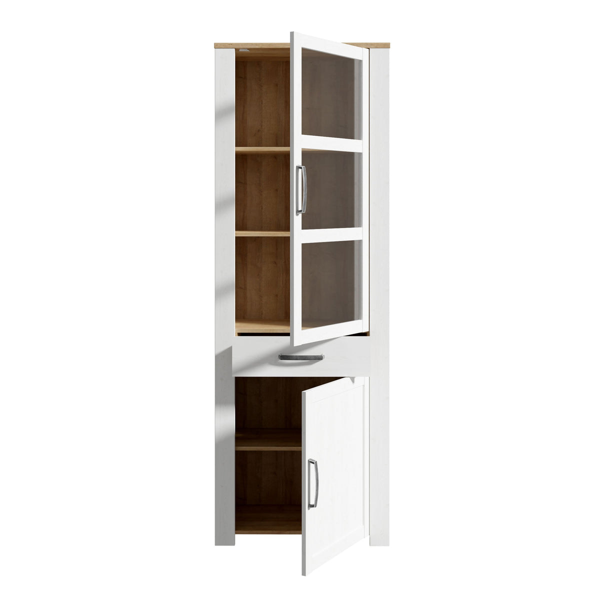 Wooden Display Cabinet Narrow With 2 Doors And 1 Drawer - Bohol