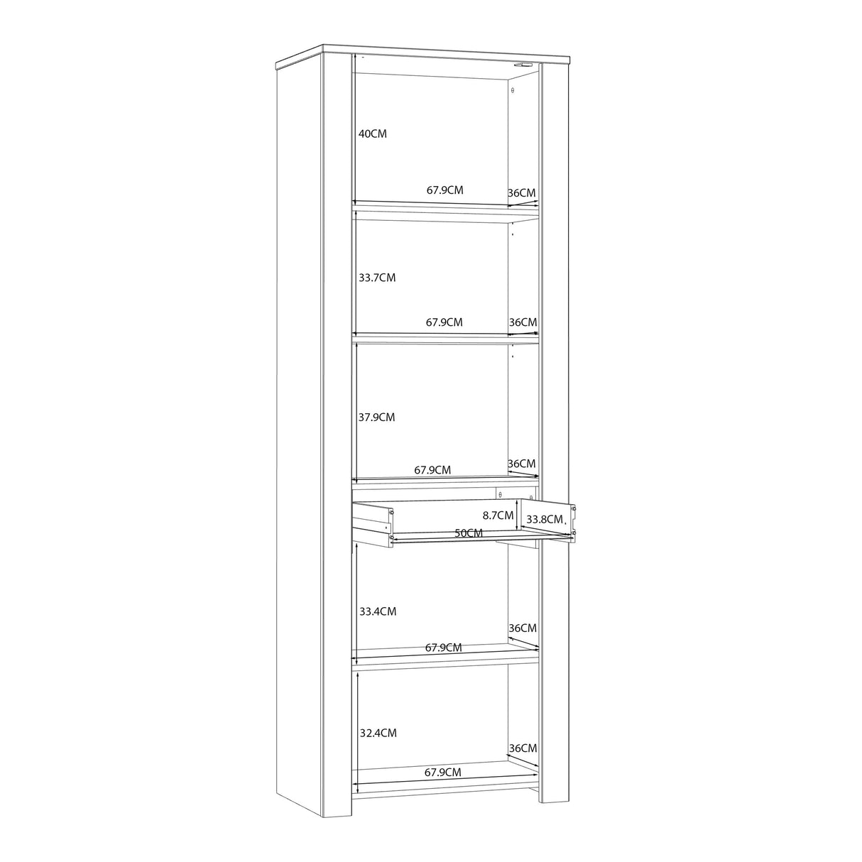 Wooden Display Cabinet Narrow With 2 Doors And 1 Drawer - Bohol
