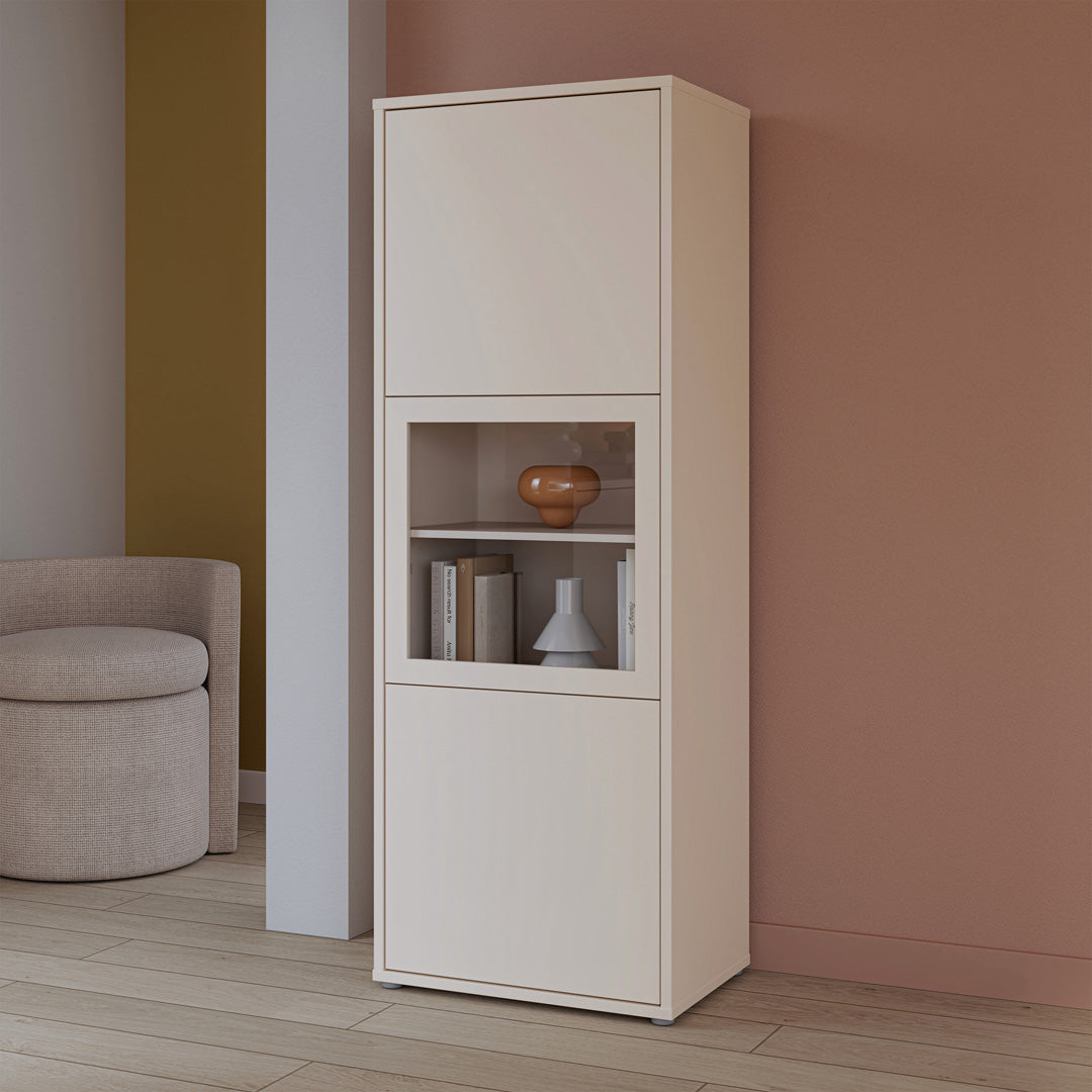 Wooden Display Cabinet Narrow With 3 Push-to-Open Doors - Alice Springs