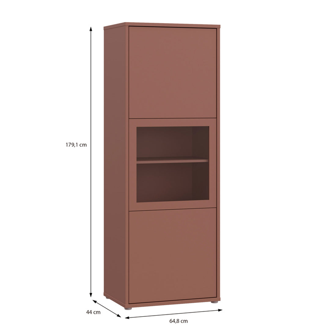 Wooden Display Cabinet Narrow With 3 Push-to-Open Doors - Alice Springs