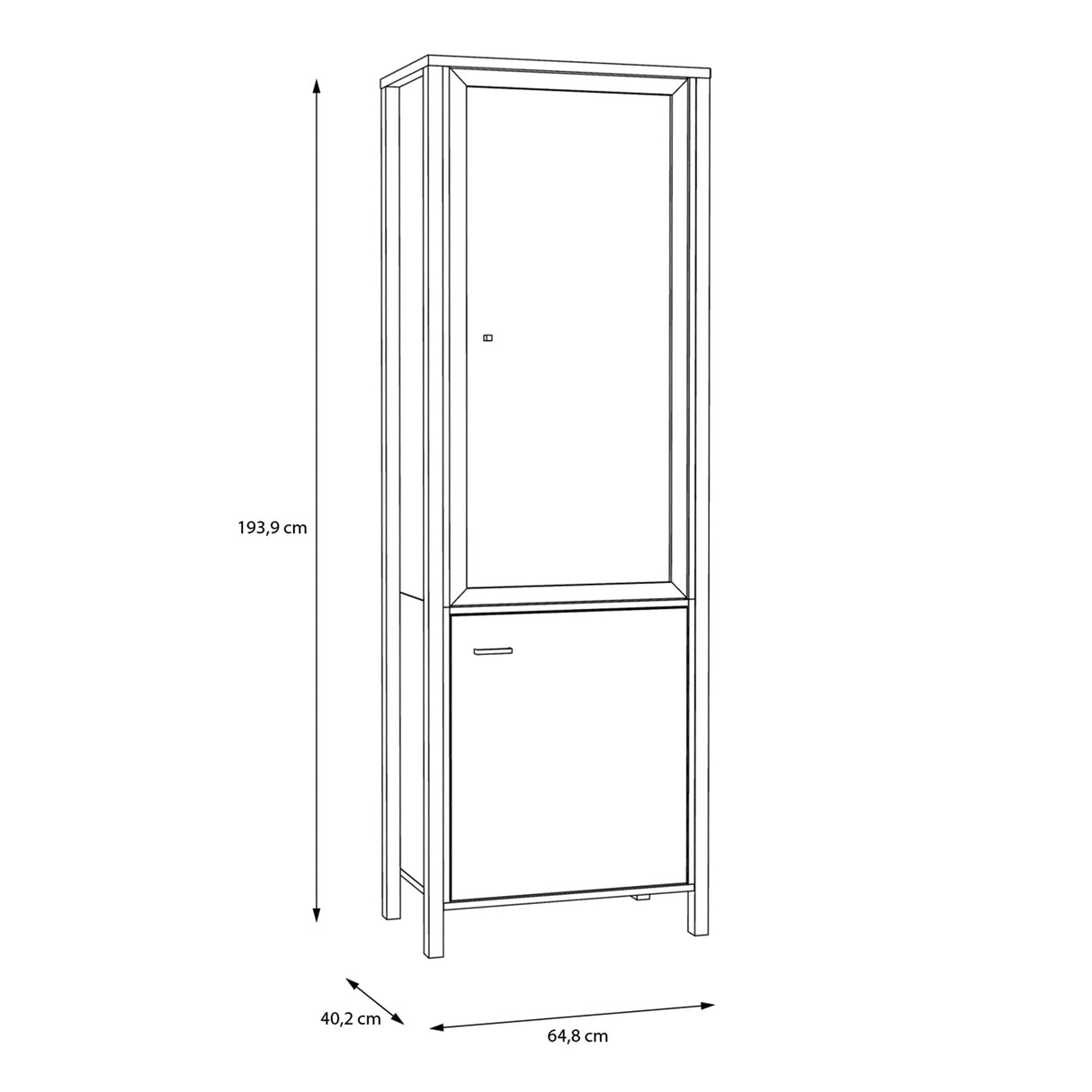 Wooden Display Cabinet Tall With 2 Doors - High Rock