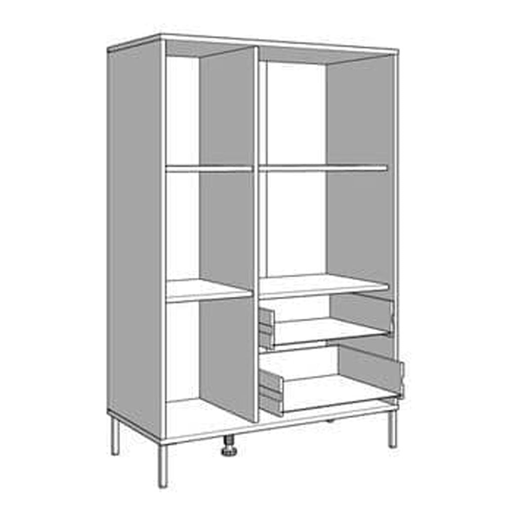 Wooden Display Cabinet With 1 Door And 2 Drawers - Clinton