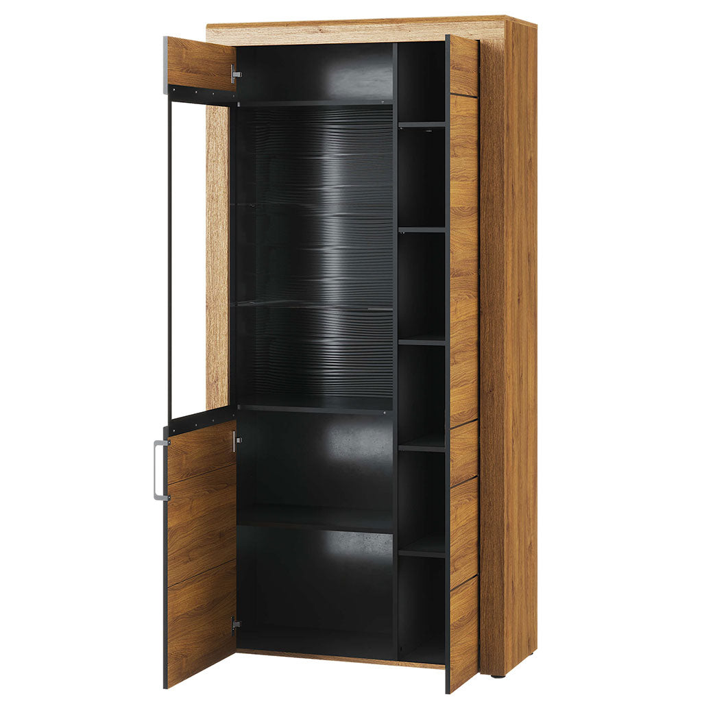 Wooden Display Cabinet With 2 Doors And LED Lights - Camaros