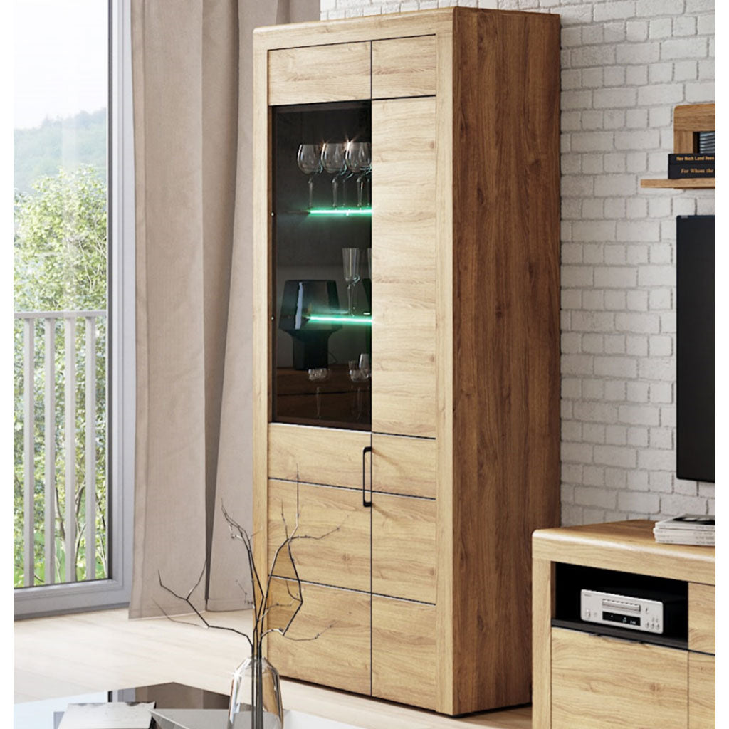 Wooden Display Cabinet With 2 Doors And LED Lights - Camaros