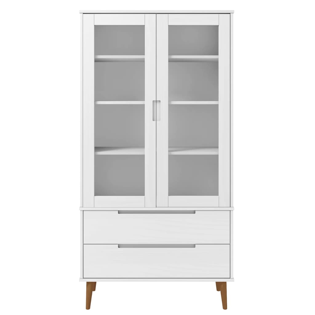 Wooden Display Cabinet With 2 Glass Doors And 2 Drawers - Molde