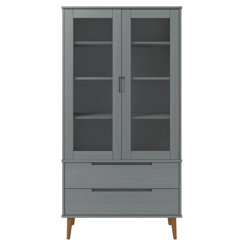 Wooden Display Cabinet With 2 Glass Doors And 2 Drawers - Molde