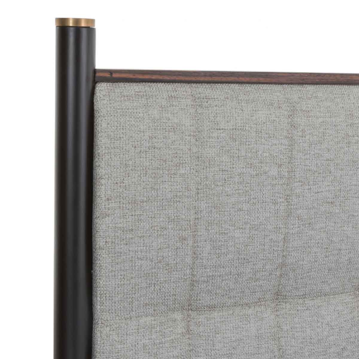 Wooden Double Bed 147.6cm Wide With Grey Fabric Headboard - Bali