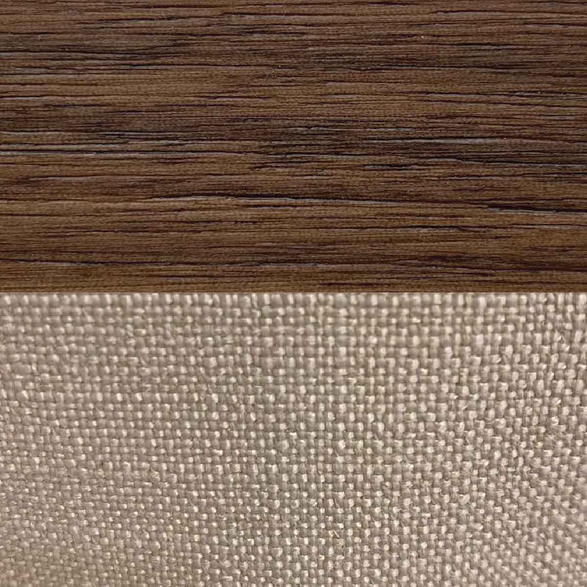 Wooden Double Bed 157.5cm Wide With Natural Fabric Headboard - Calla