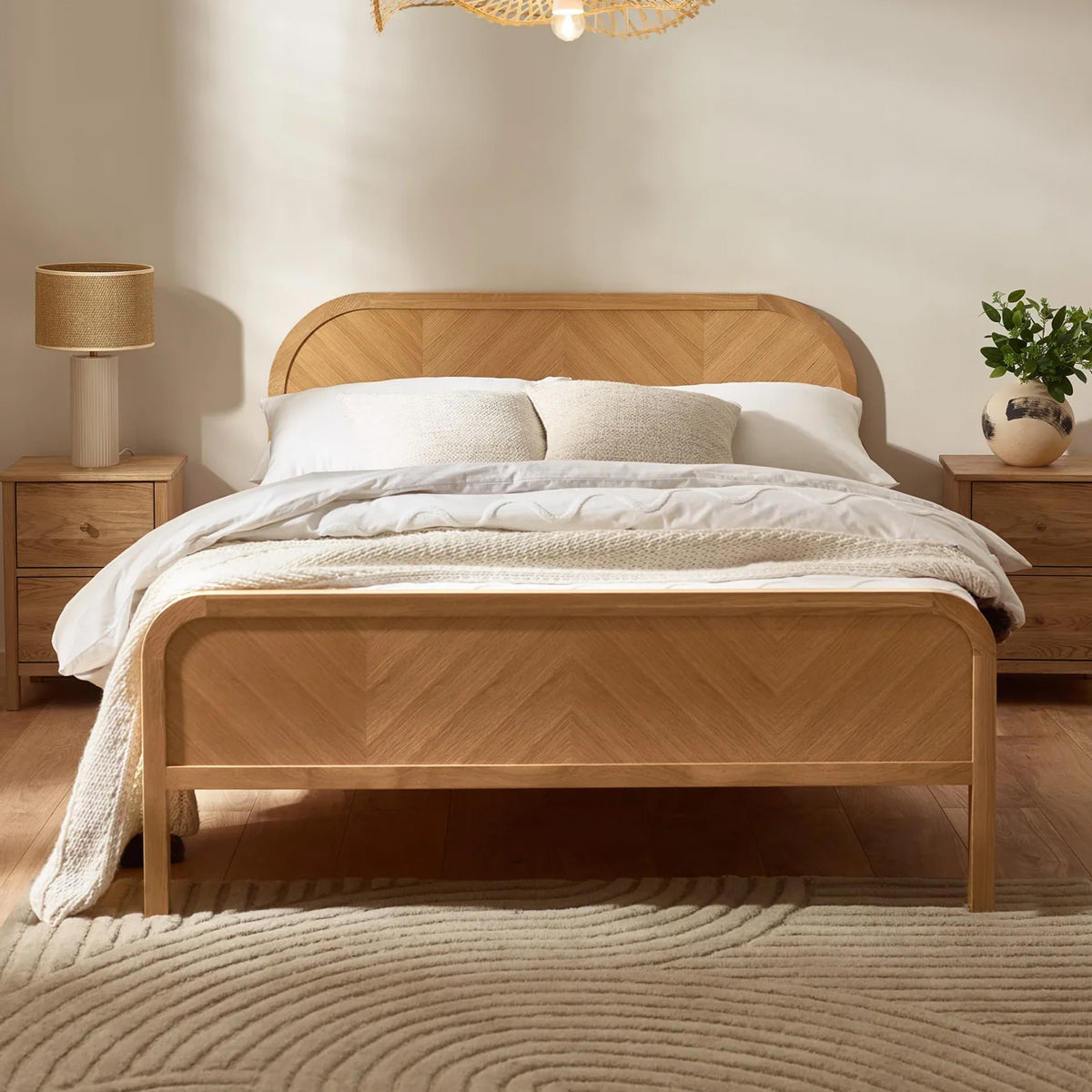 Wooden Double Bed Chevron - Milo
