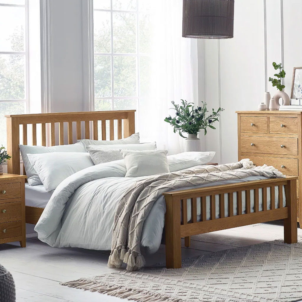 Wooden Double Bed High Foot End - Mallory