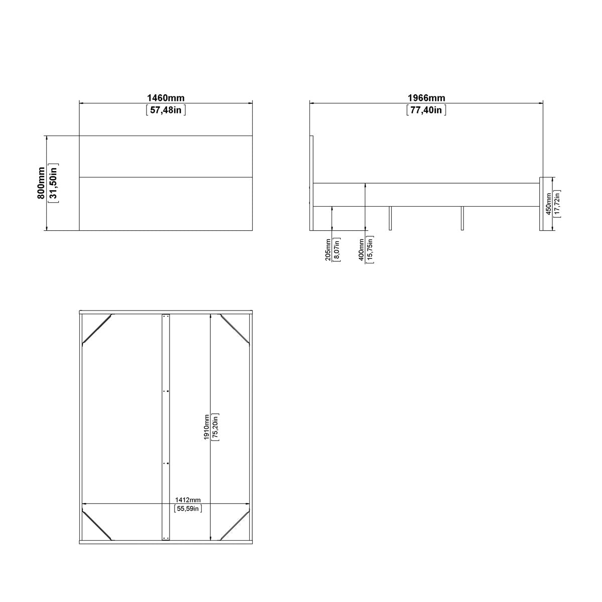Wooden Double Bed - Naia