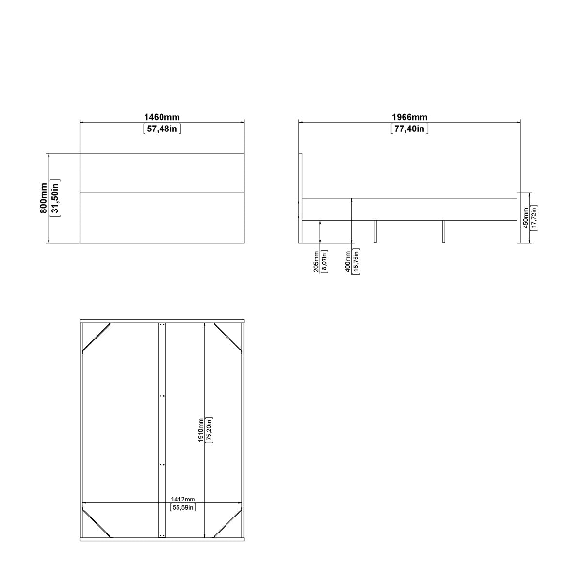 Wooden Double Bed - Naia