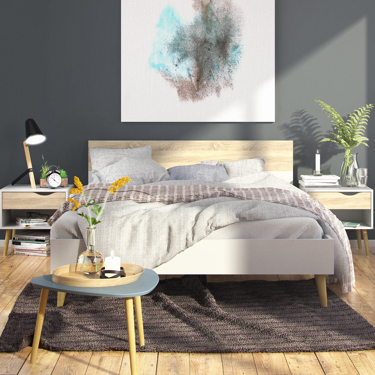 Wooden Double Bed - Oslo