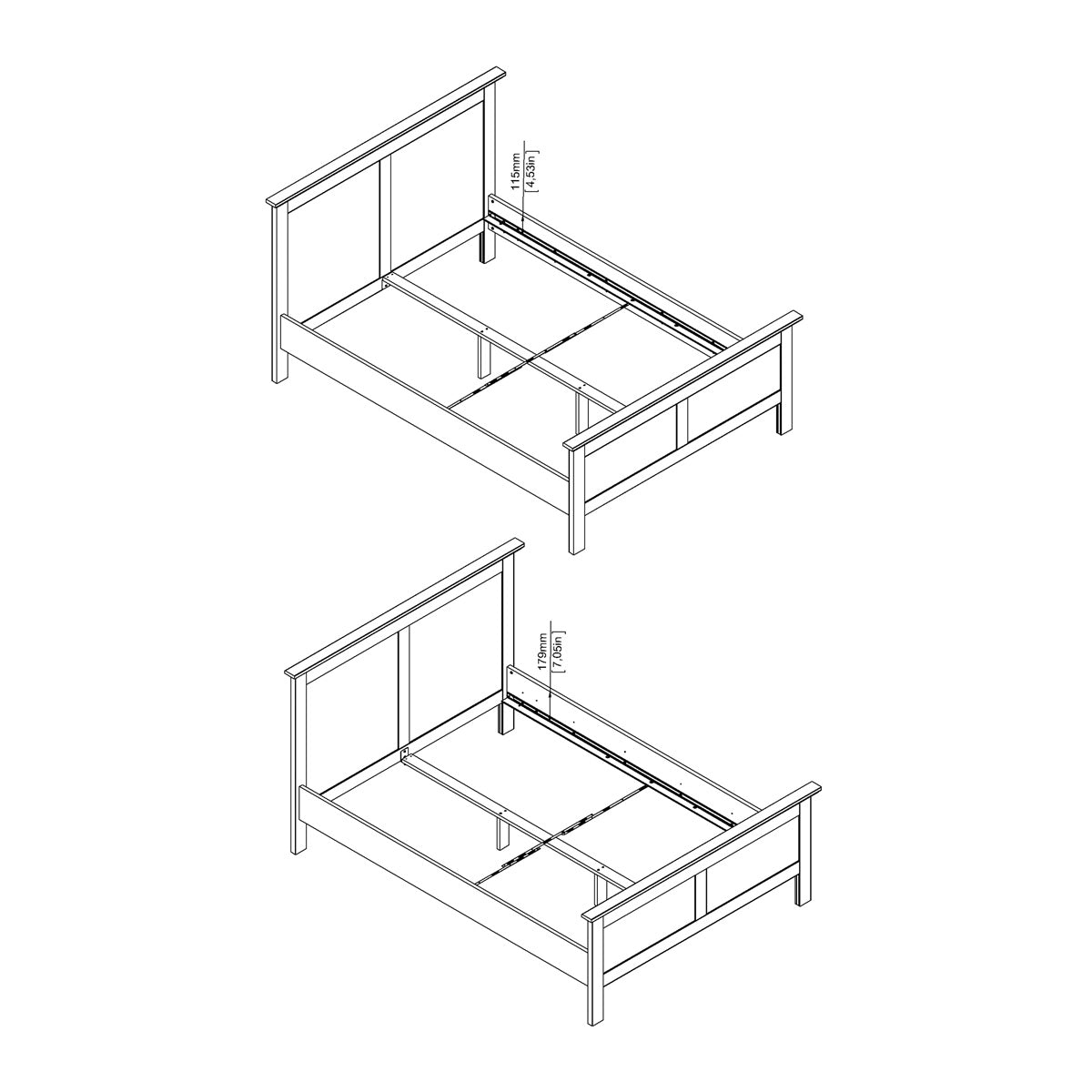 Wooden Double Bed Classic - Paris
