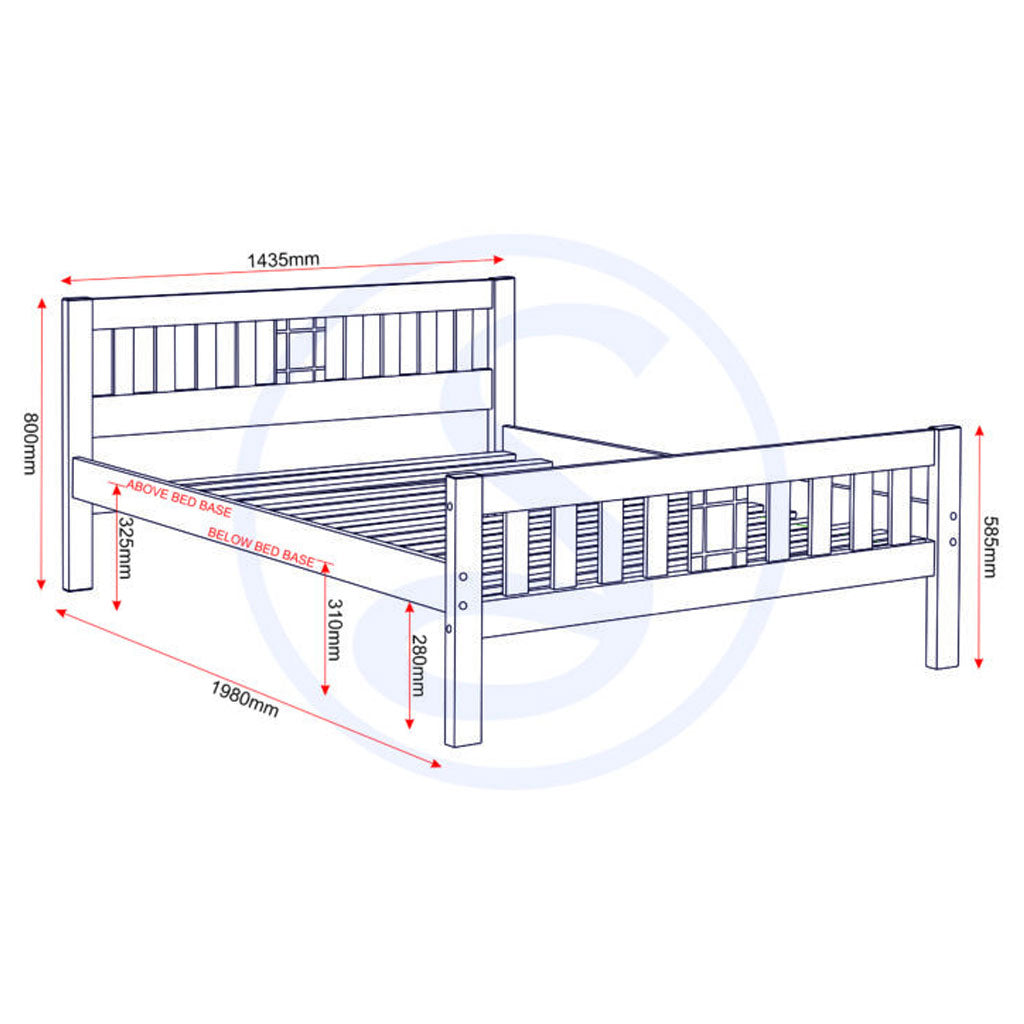 Wooden Double Bed - Rio