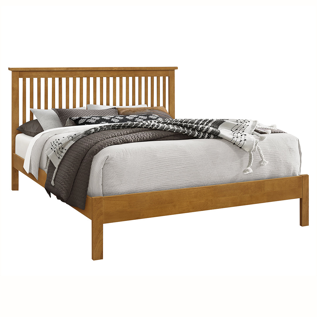 Wooden Double Bed With Sprung Slatted Base - Ascot