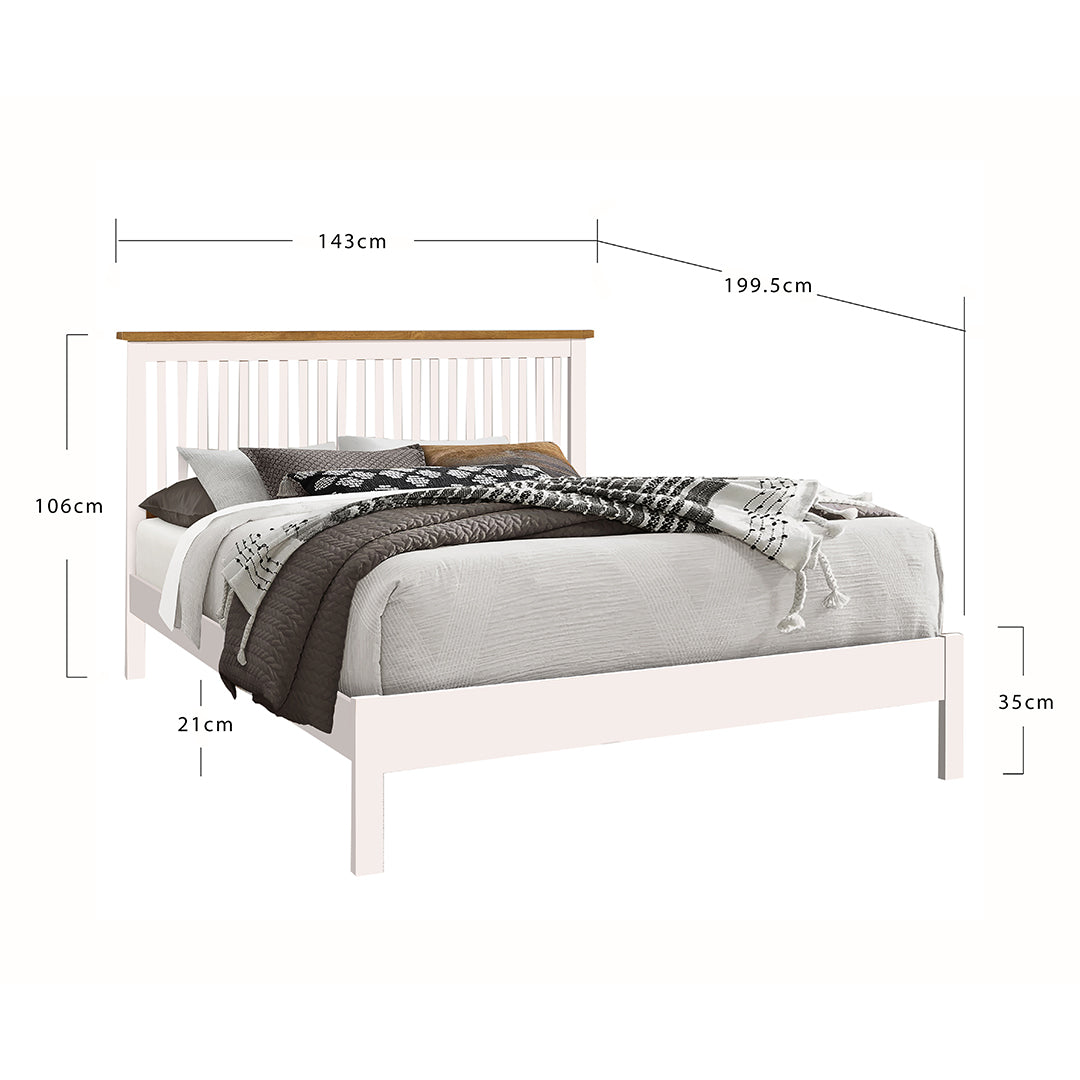 Wooden Double Bed With Sprung Slatted Base - Ascot