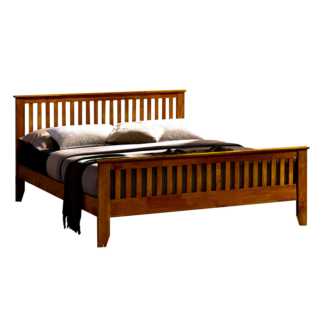 Wooden Double Bed With Sprung Slatted Base - Turin