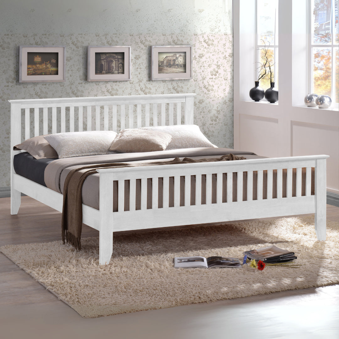 Wooden Double Bed With Sprung Slatted Base - Turin