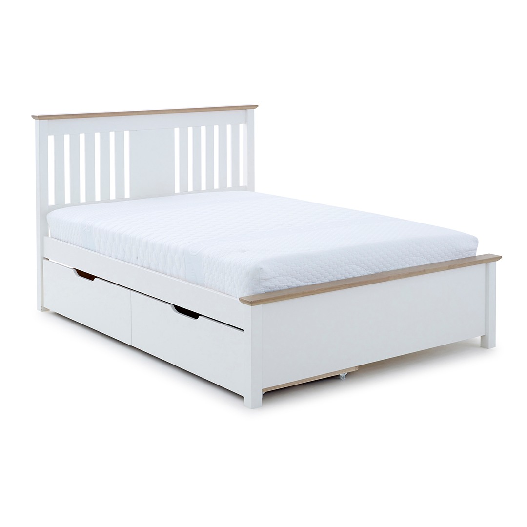 Wooden Double Bed With Under-Bed Storage Drawers - Chester