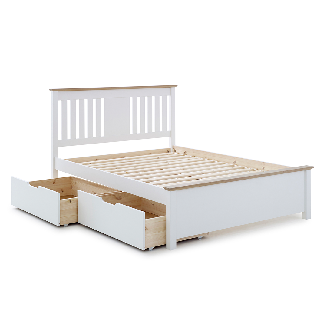 Wooden Double Bed With Under-Bed Storage Drawers - Chester
