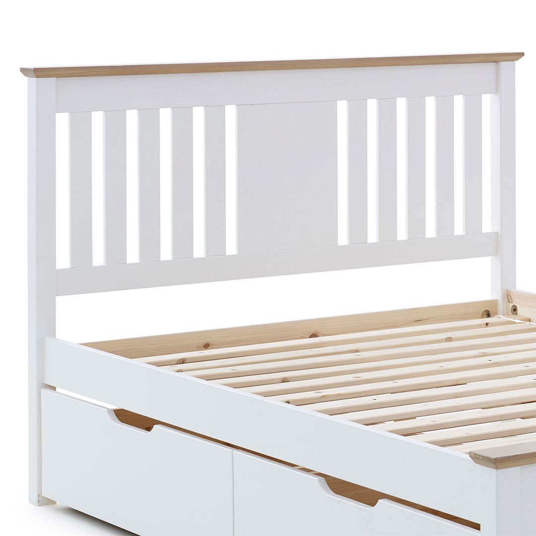 Wooden Double Bed With Under-Bed Storage Drawers - Chester
