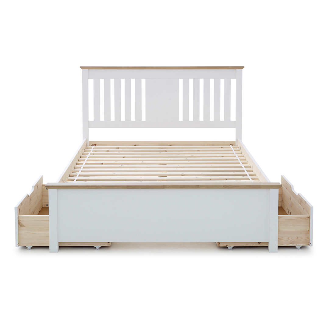 Wooden Double Bed With Under-Bed Storage Drawers - Chester