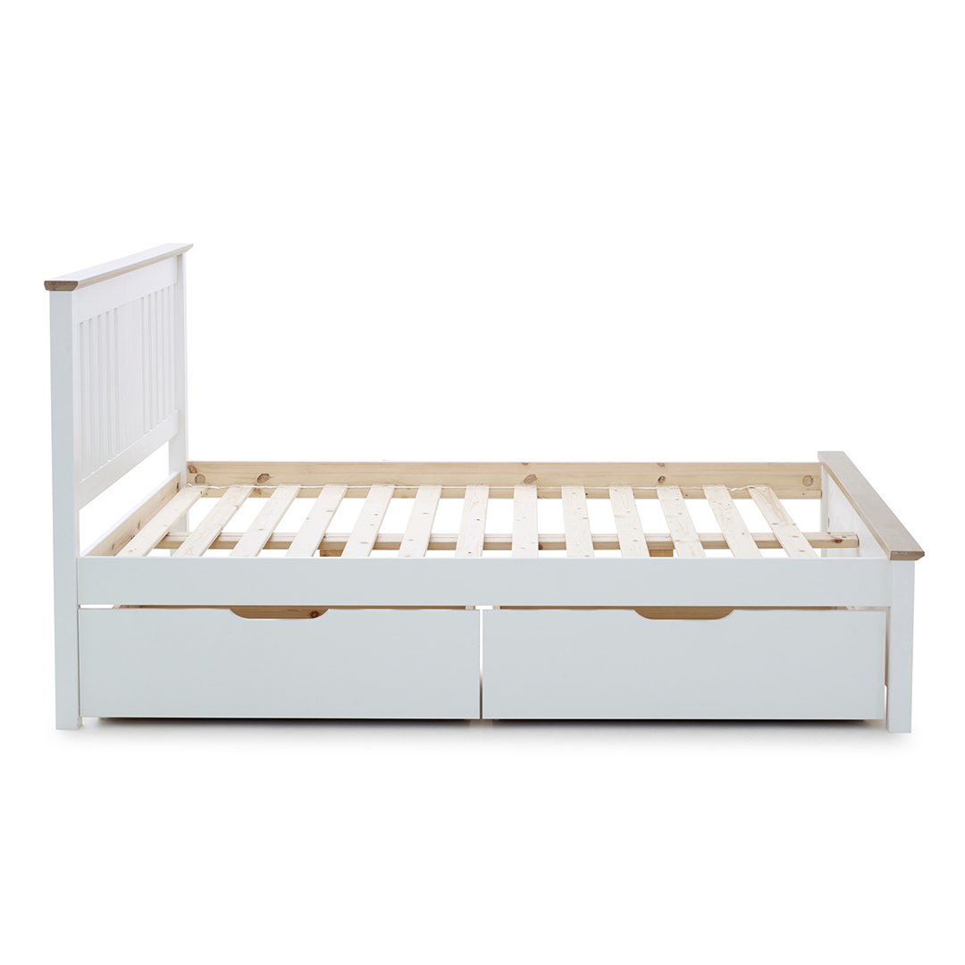 Wooden Double Bed With Under-Bed Storage Drawers - Chester