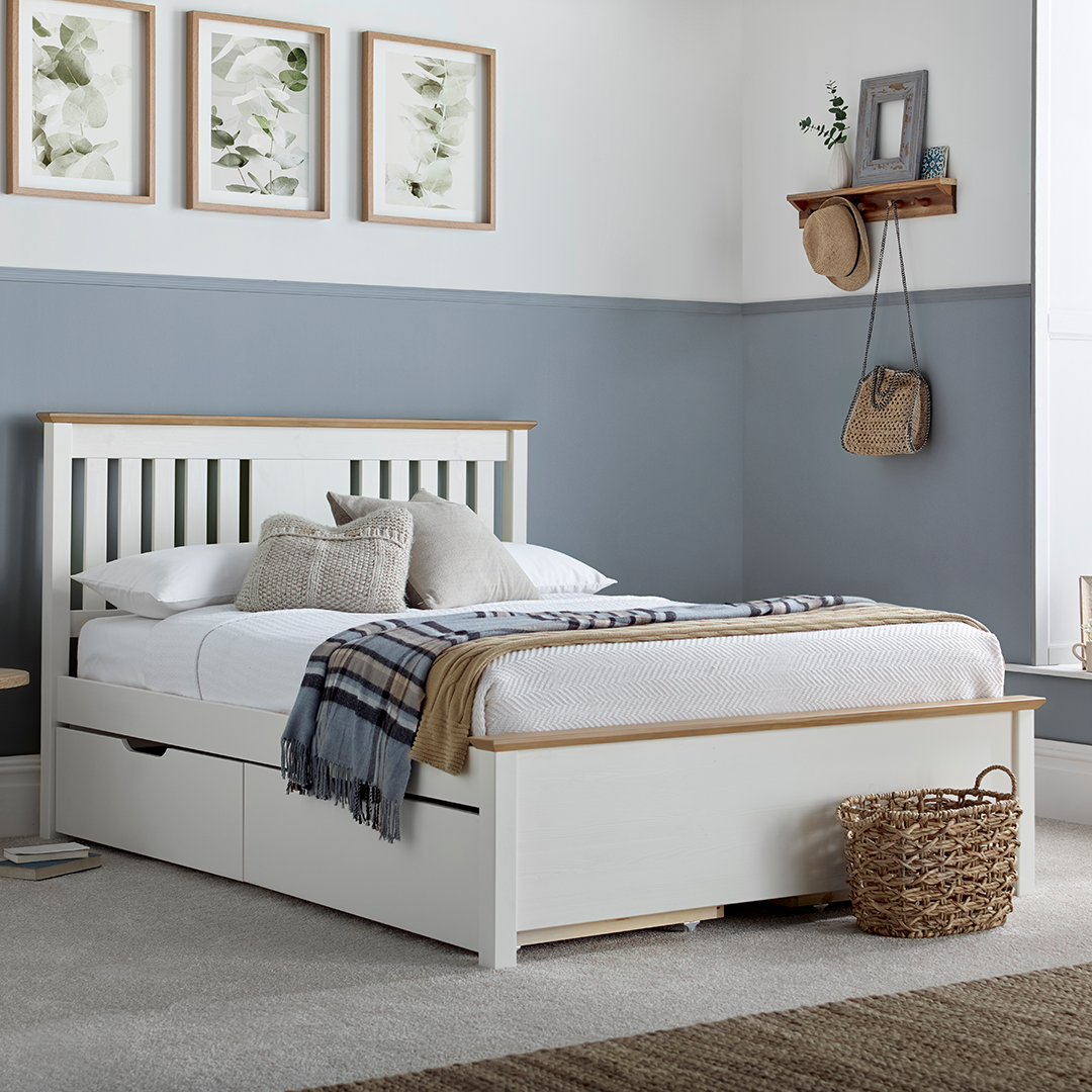 Wooden Double Bed With Under-Bed Storage Drawers - Chester