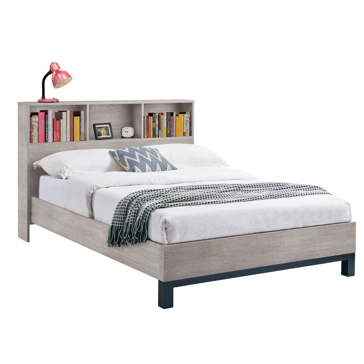 Wooden Double Bed With Bookcase - Bali