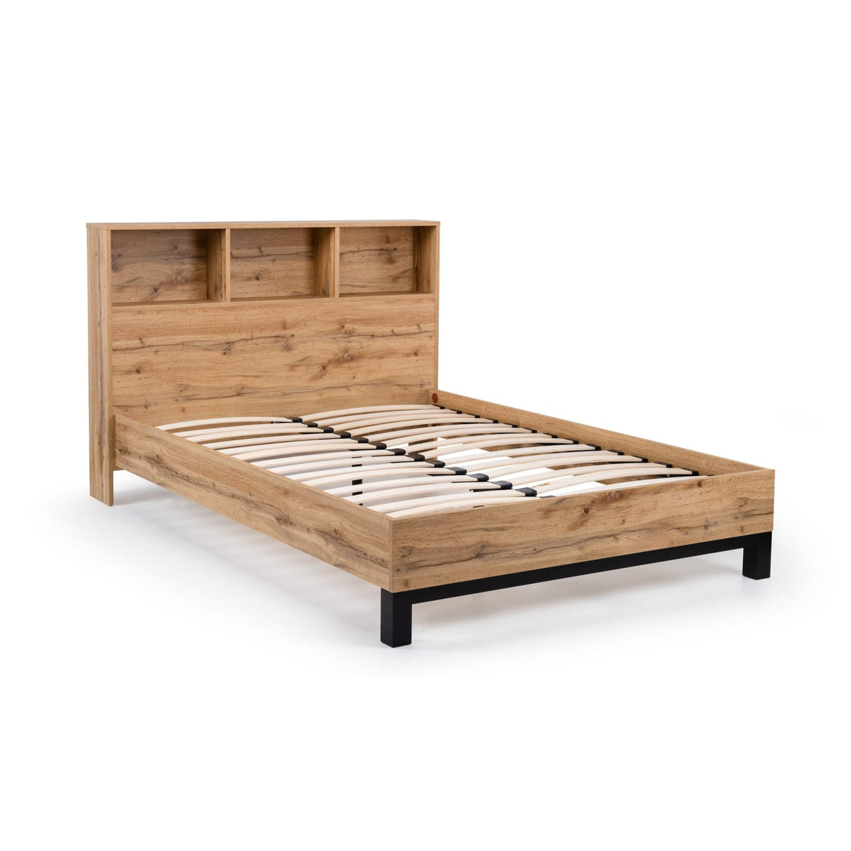 Wooden Double Bed With Bookcase - Bali