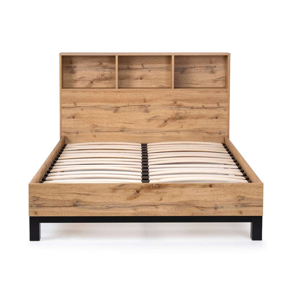 Wooden Double Bed With Bookcase - Bali