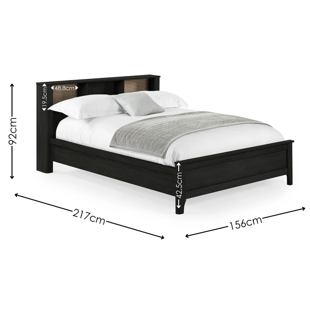 Wooden Double Bed With Bookcase - Sydney