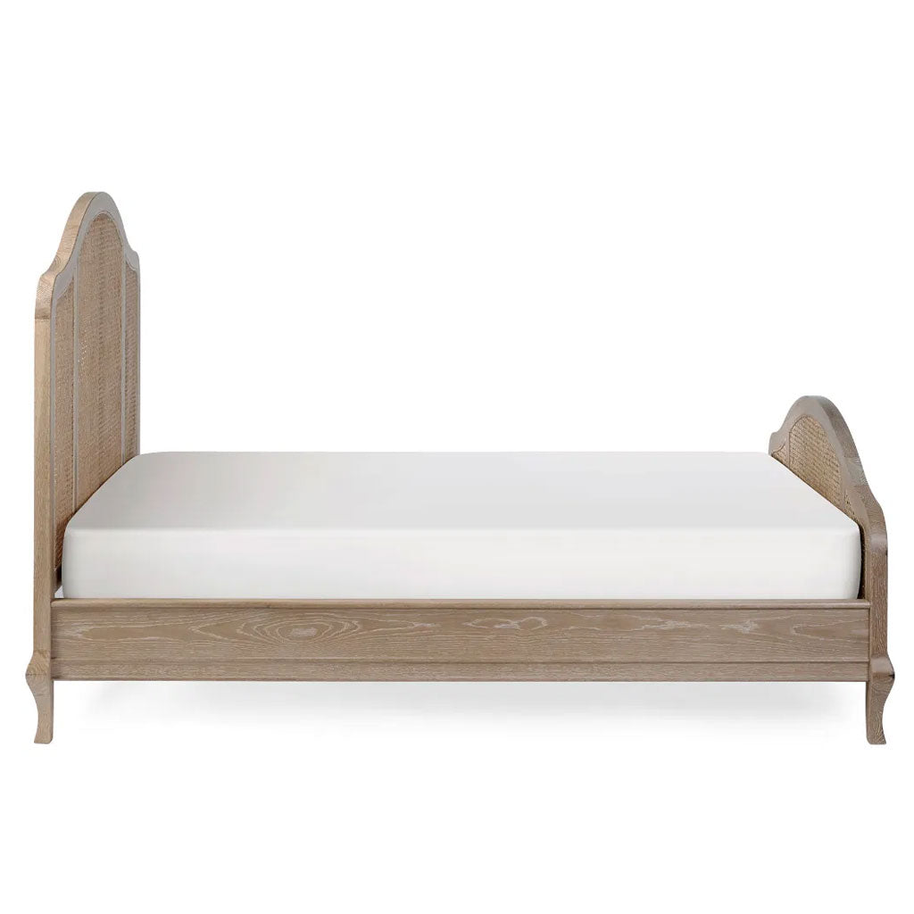 Wooden Double Bed With Rattan Detailing - Fleur
