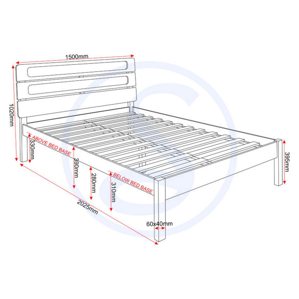 Wooden Double Bed With Rattan Effect - Santana