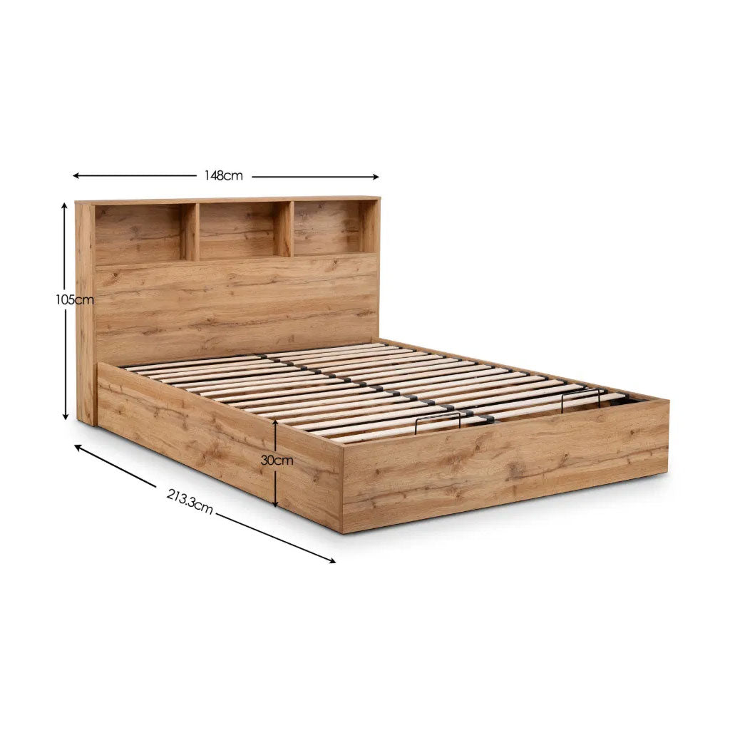 Wooden Double Ottoman Storage Bed - Bali