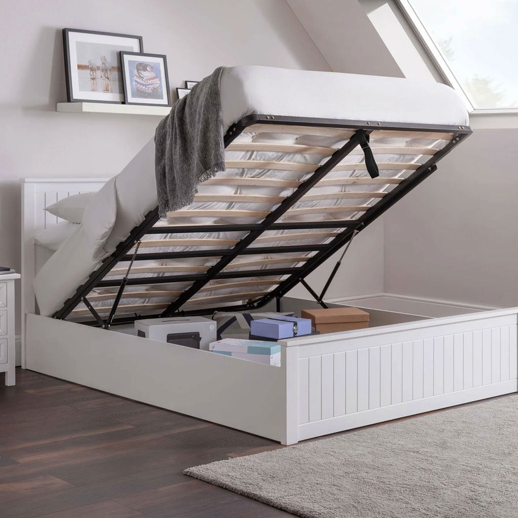 Wooden Double Ottoman Storage Bed - Maine