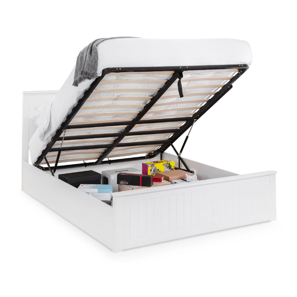Wooden Double Ottoman Storage Bed - Maine
