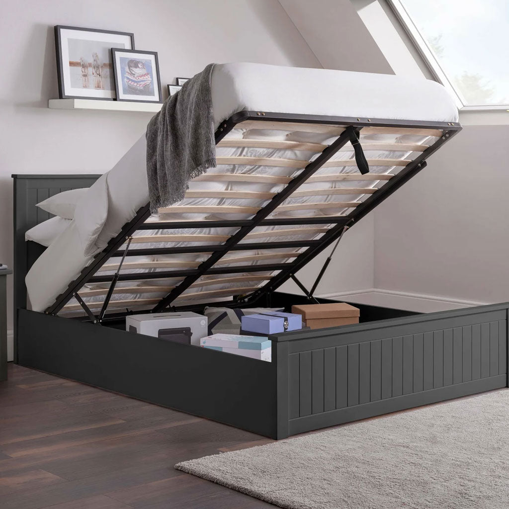 Wooden Double Ottoman Storage Bed - Maine