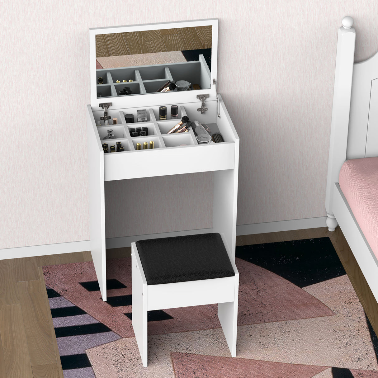 Wooden Dressing Table Set 60.2cm Wide - Velmora