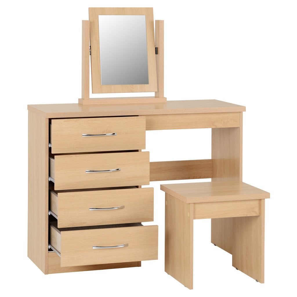 Wooden Dressing Table Set With 4 Drawers - Nevada