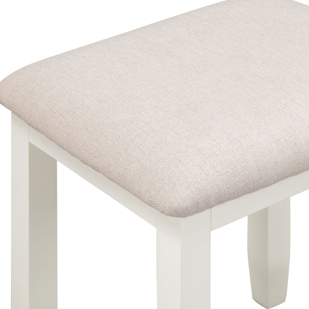 Wooden Dressing Table Stool With Fabric Seat - Bordeaux
