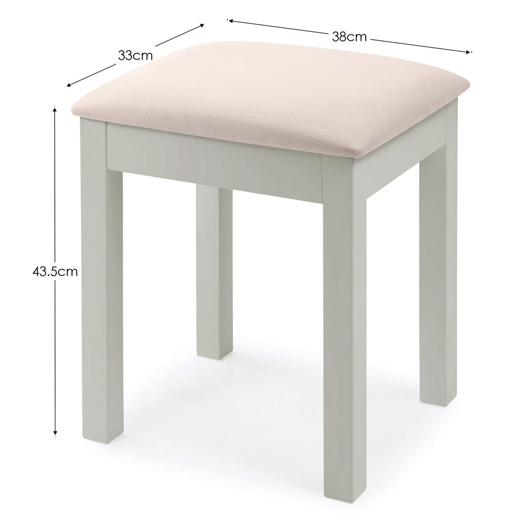 Wooden Dressing Table Stool With Fabric Seat - Maine