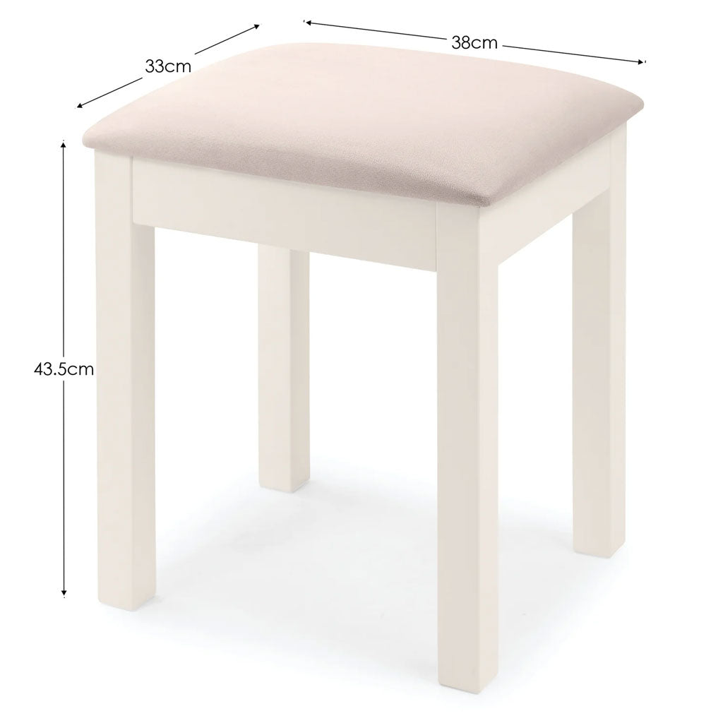 Wooden Dressing Table Stool With Fabric Seat - Maine