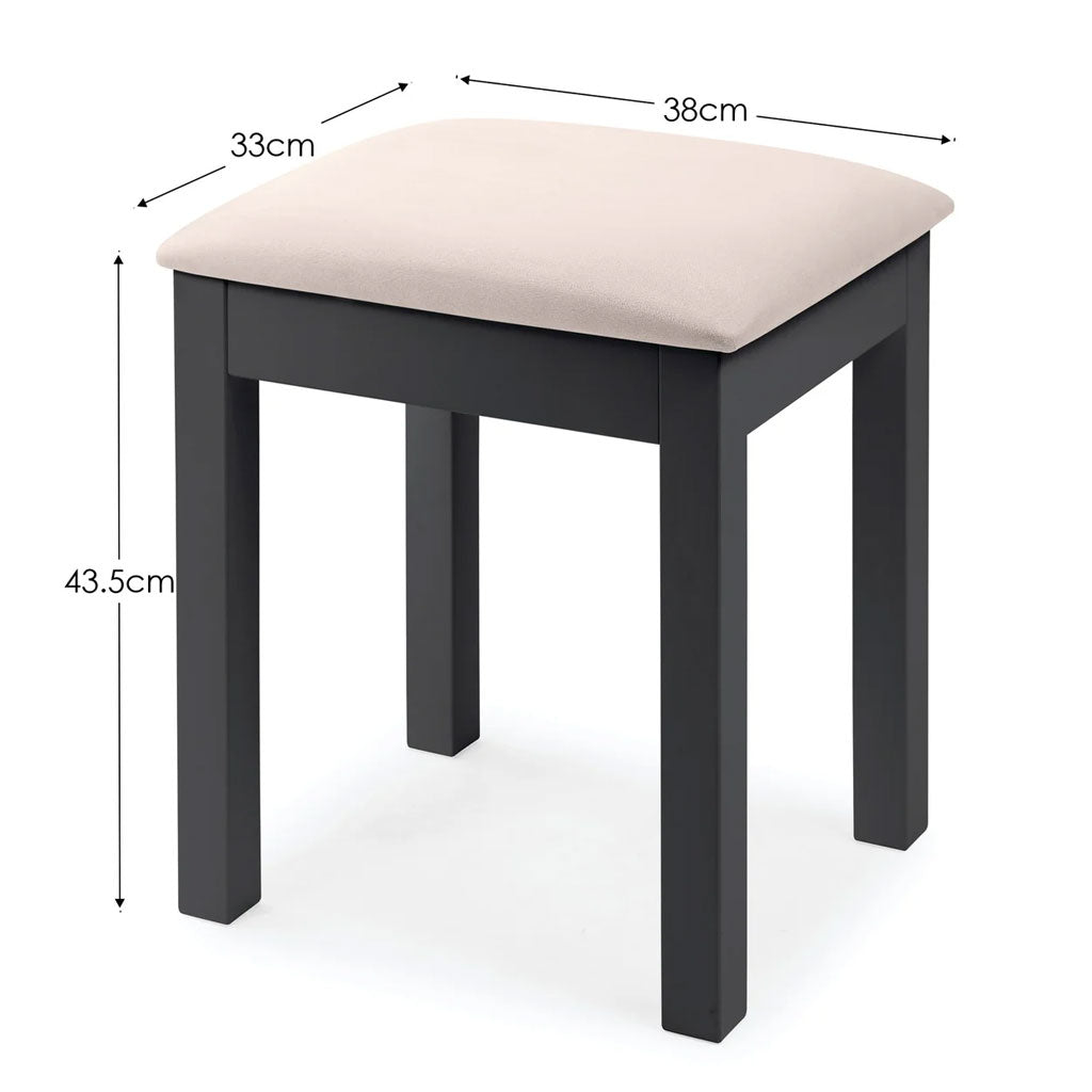 Wooden Dressing Table Stool With Fabric Seat - Maine