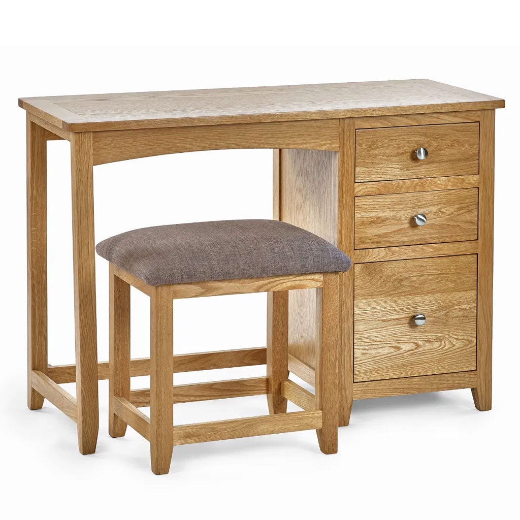 Wooden Dressing Table With 3 Drawers And Stool - Mallory