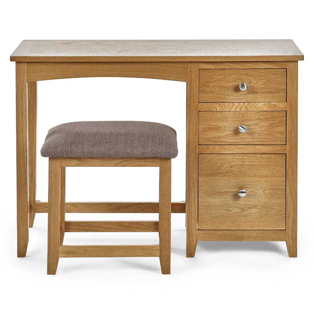 Wooden Dressing Table With 3 Drawers And Stool - Mallory