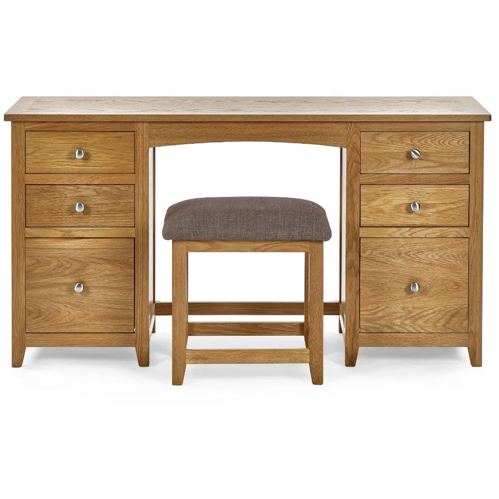 Wooden Dressing Table With 6 Drawers And Stool - Mallory