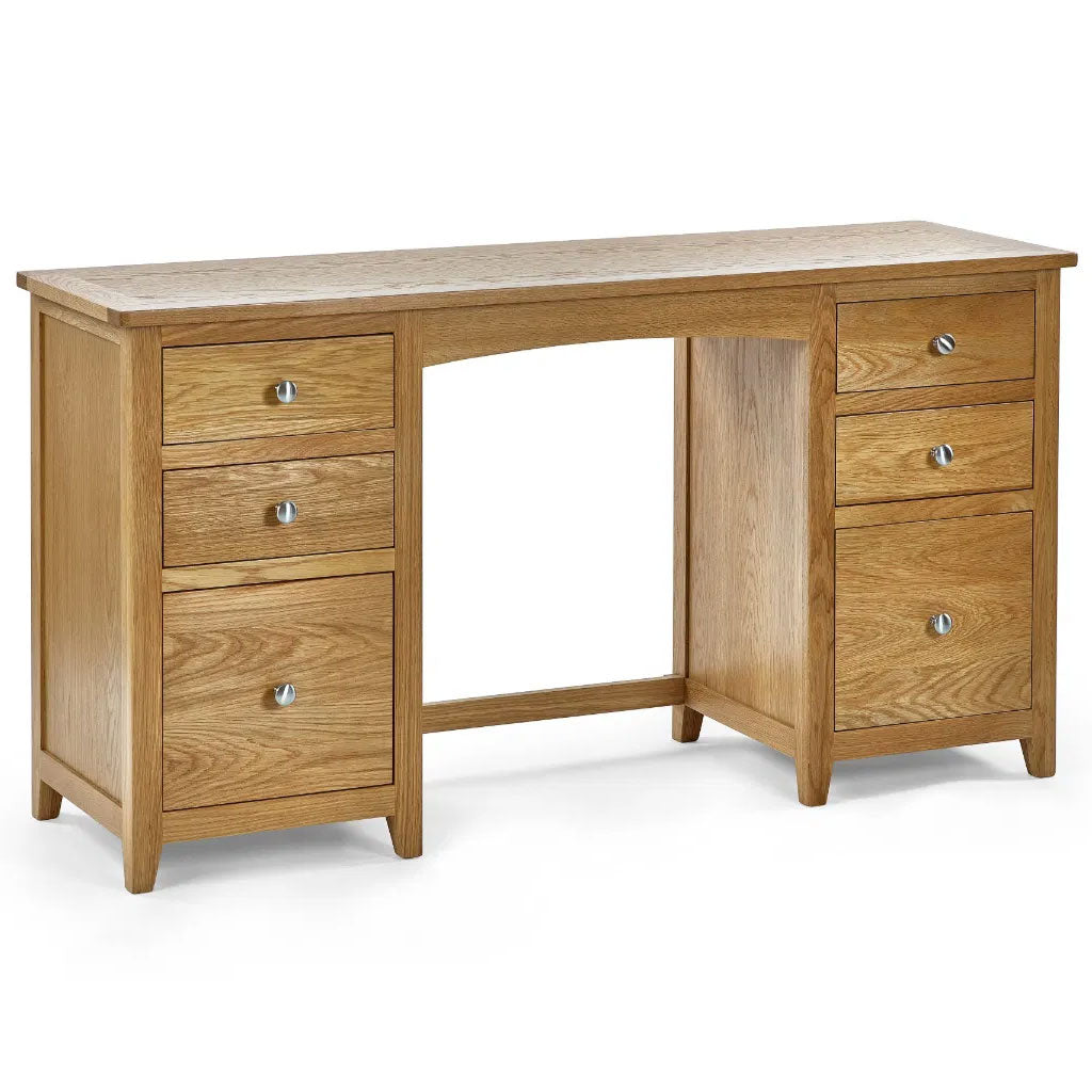 Wooden Dressing Table With 6 Drawers And Stool - Mallory